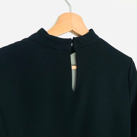 Zara Woman Black Keyhole Long-Sleeve Blouse High Neck Cuffed Sleeves & Curved XS - Picture 7 of 10